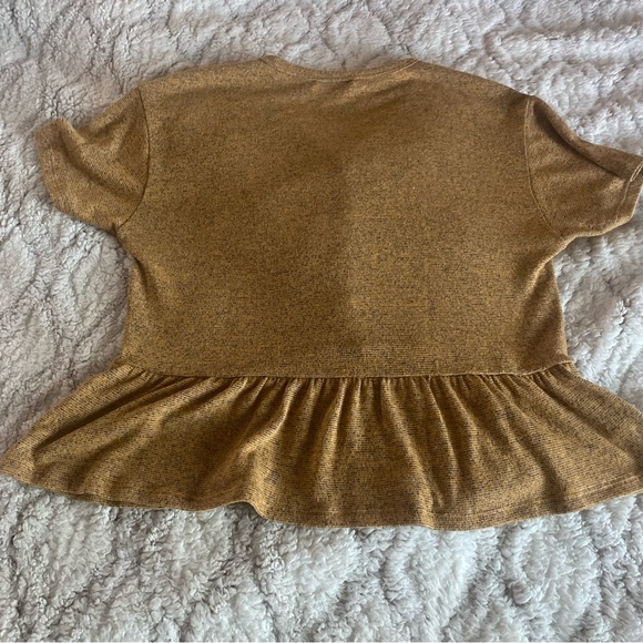 Tansy Shirt Womens Small Gold Orange Yellow Peplum Top Buttons Short Sleeve - Picture 7 of 8